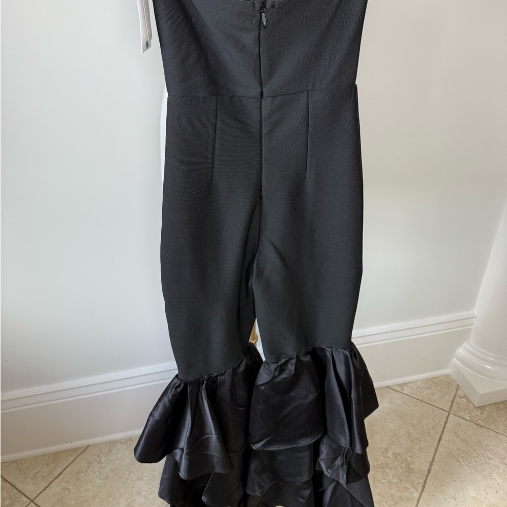 Chic Black Strapless Ruffle Jumpsuit - Picture 3 of 5